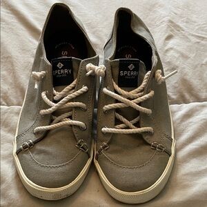 Sperry Charcoal Canvas Shoes with White Laces